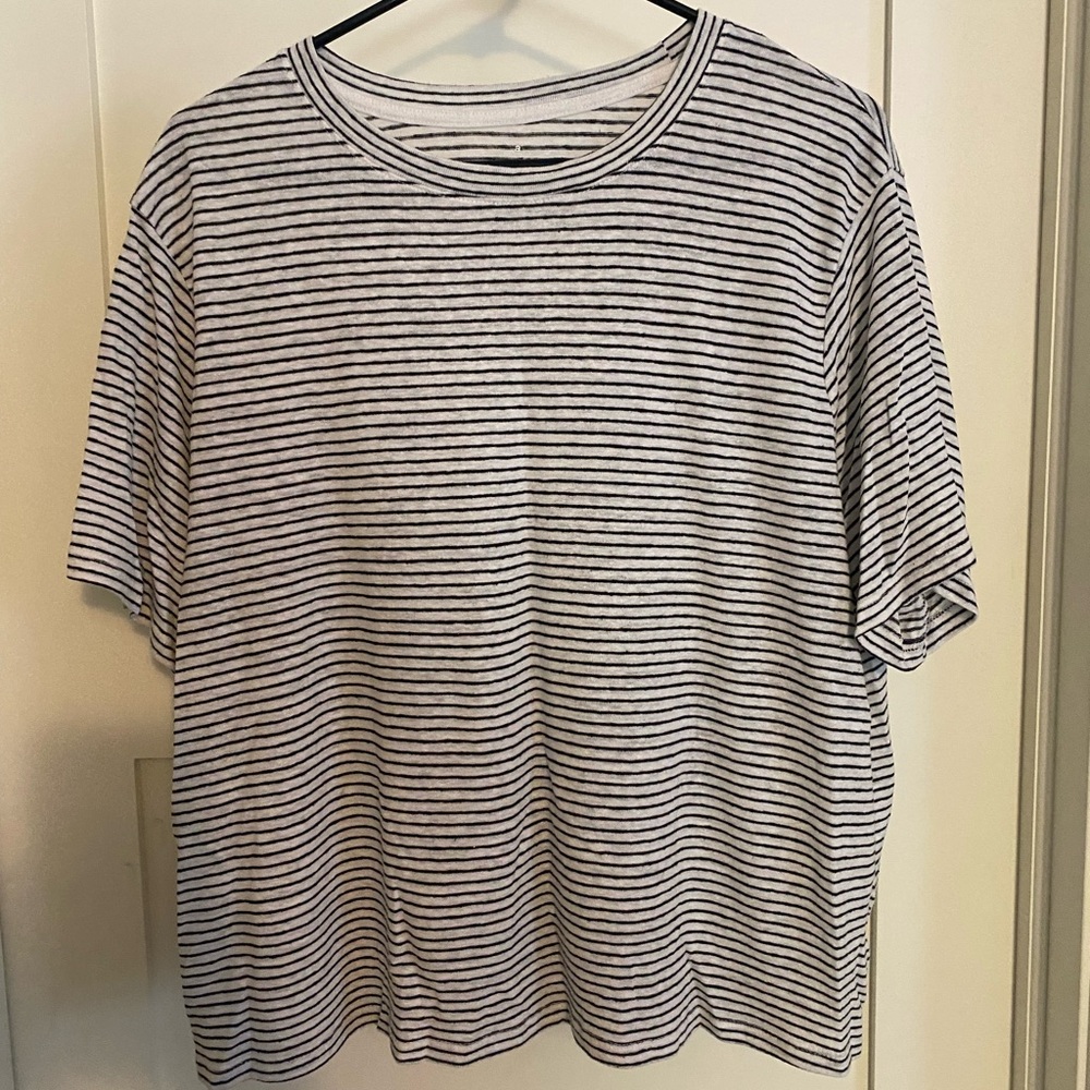a new day Black and White Striped Tee